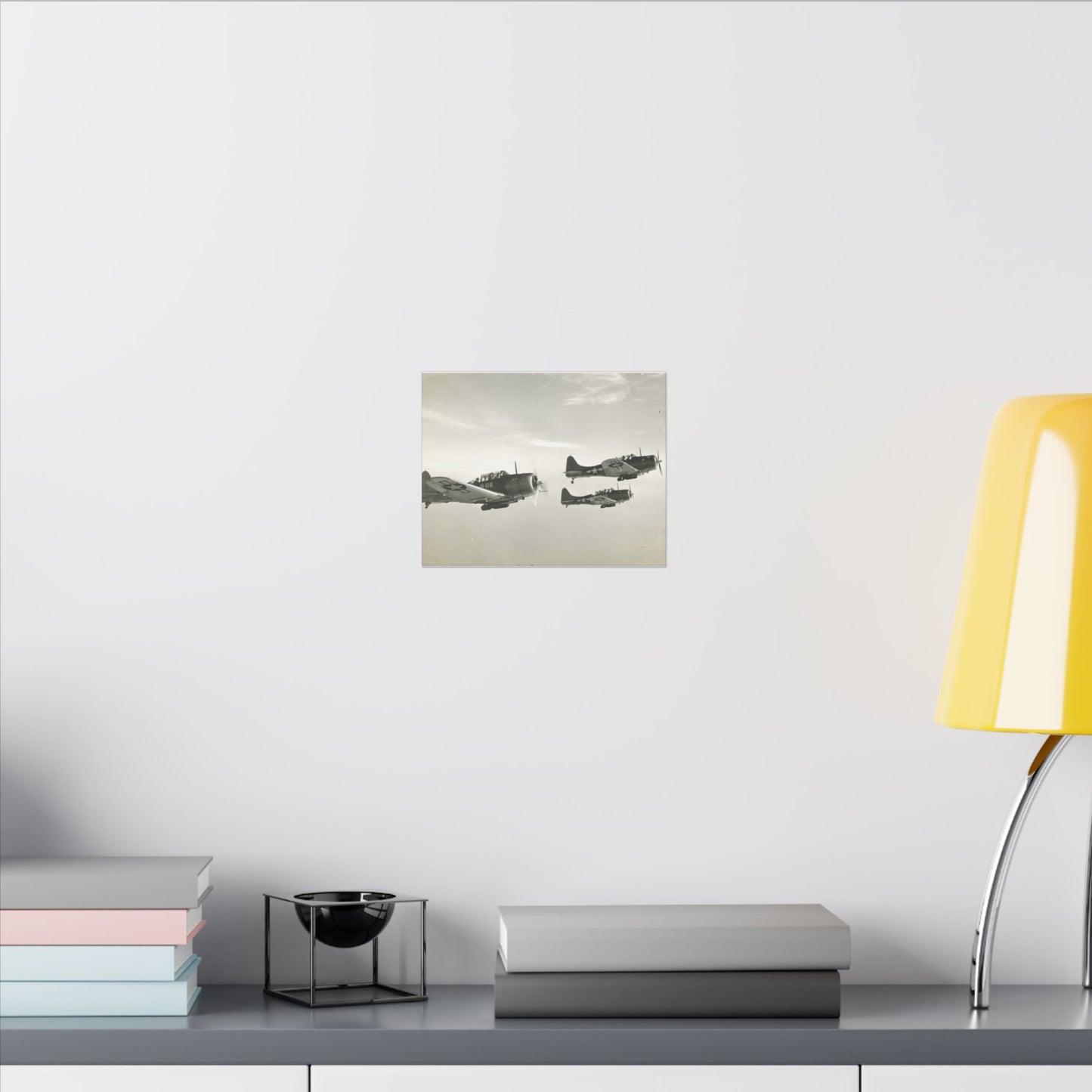 Vintage Airplane Canvas Print - Classic Black and White Wall Art - Three SBDs in Flight